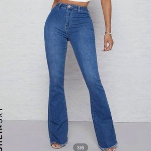 Flare Leg Raw Hem Jeans